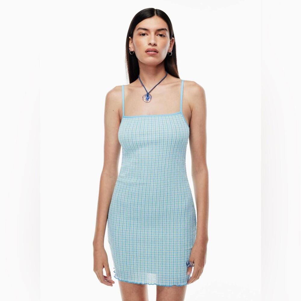 Aritzia Wilfred Jazz Seersucker Mini Dress - XS - Blue